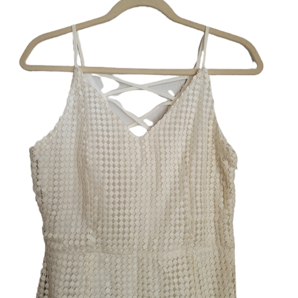Soieblu Dress L Large Ivory Sleeveless Eyelet - Picture 2 of 9